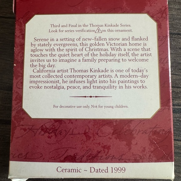 1999 Hallmark Thomas Kinkade Victorian Christmas III Ornament Painter Of  Night - Picture 5 of 6